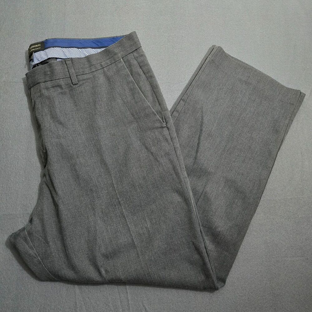 Banana Republic Dress Pants Men 38X30(28) Gray Non Iron Tailored Slim Fit